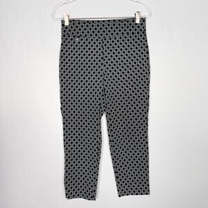 Premise Womens PM Black White Geometric Cropped Pants Petite Medium M Stretch